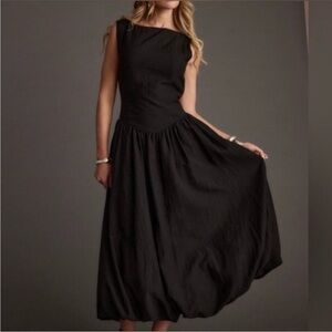 Camila Coelho Black Sleeveless Bubbleskirt Midi Dress